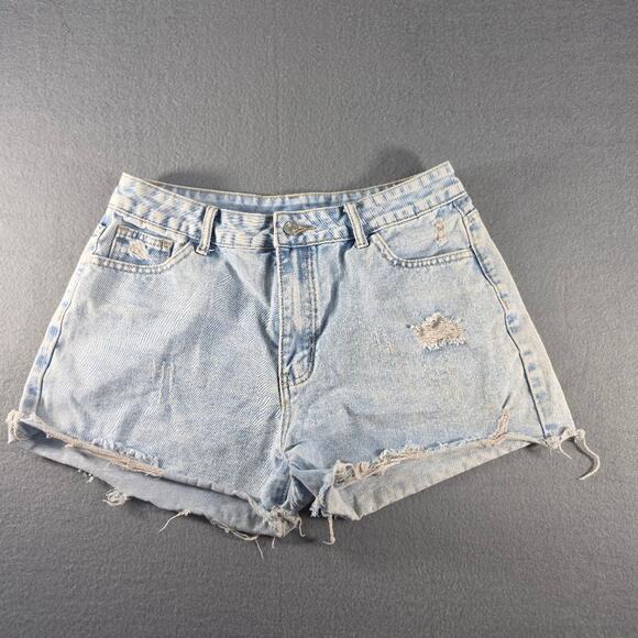 Boutique Pants - Womens Light Wash Distressed Denim Shorts Raw Hem High Rise Cut Off 28
